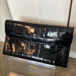 Vintage Eel Leather Black Clutch Wallet